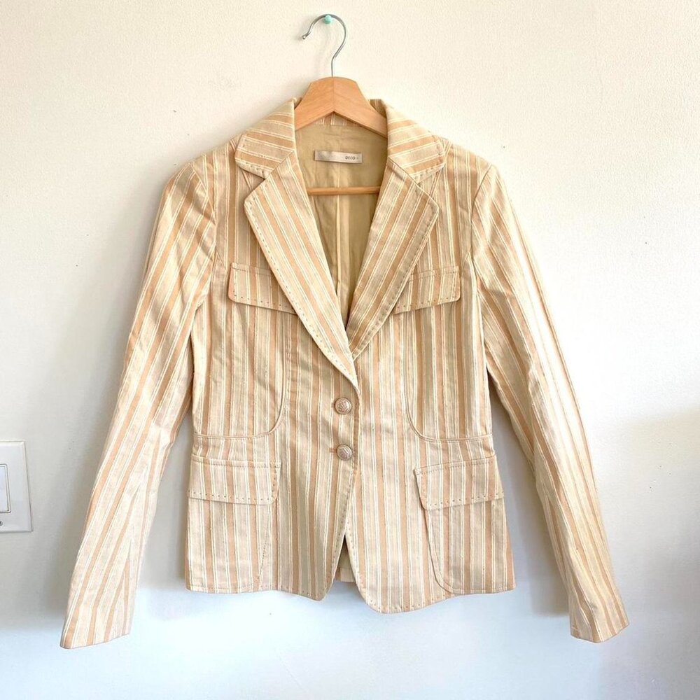DECO CREAM STRUCTURED Y2K VINTAGE BLAZER COAT WOMENS SIZE MEDIUM